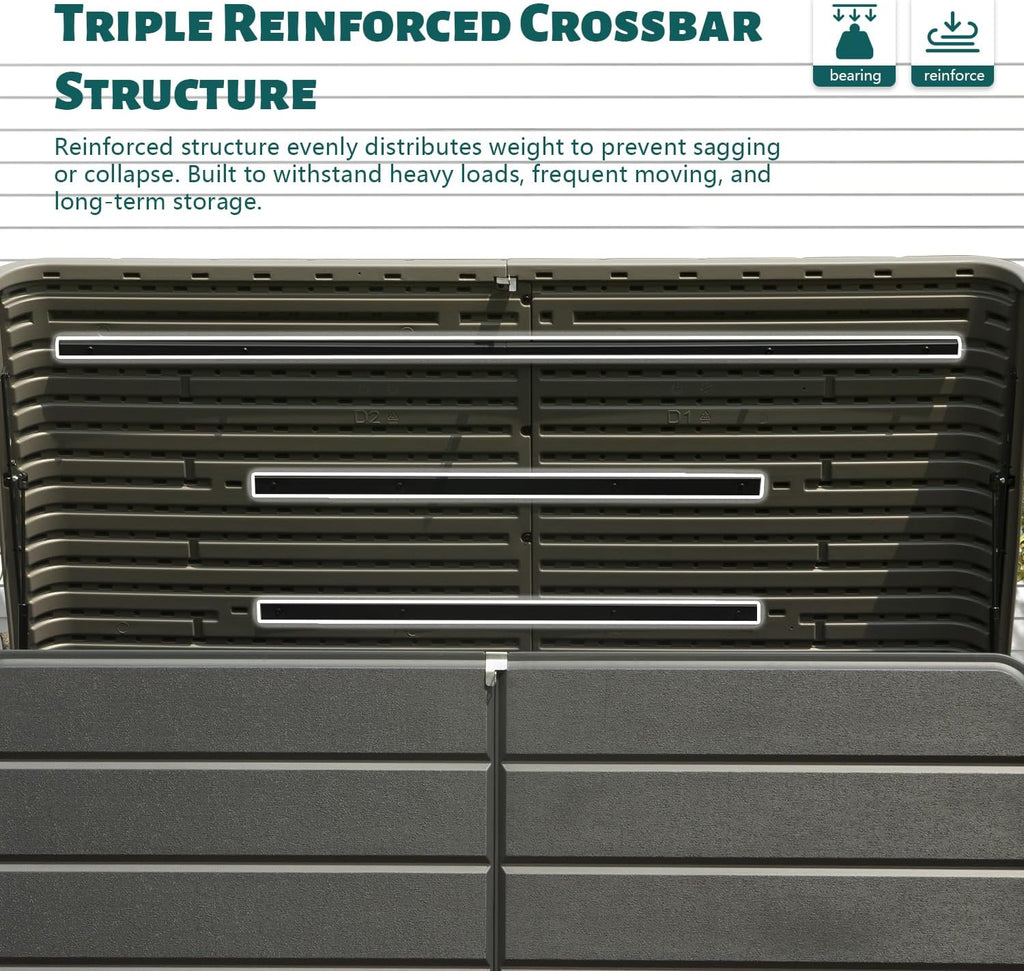 Domi 200 Gallon Outdoor Storage Box – Waterproof, UV-Resistant Deck Box with Lockable Lid for Patio Furniture, Garden Tools, Delivery Packages (Large Resin Storage Bin）