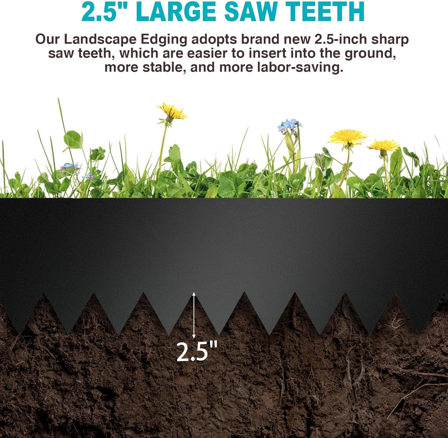 10 Inch Metal Landscape Edging, Heavy Duty Galvanized Steel Garden Edging,6 Pack Steel Landscape Edging with 7 Clips for Lawn, Flower Bed, Yard (Black)