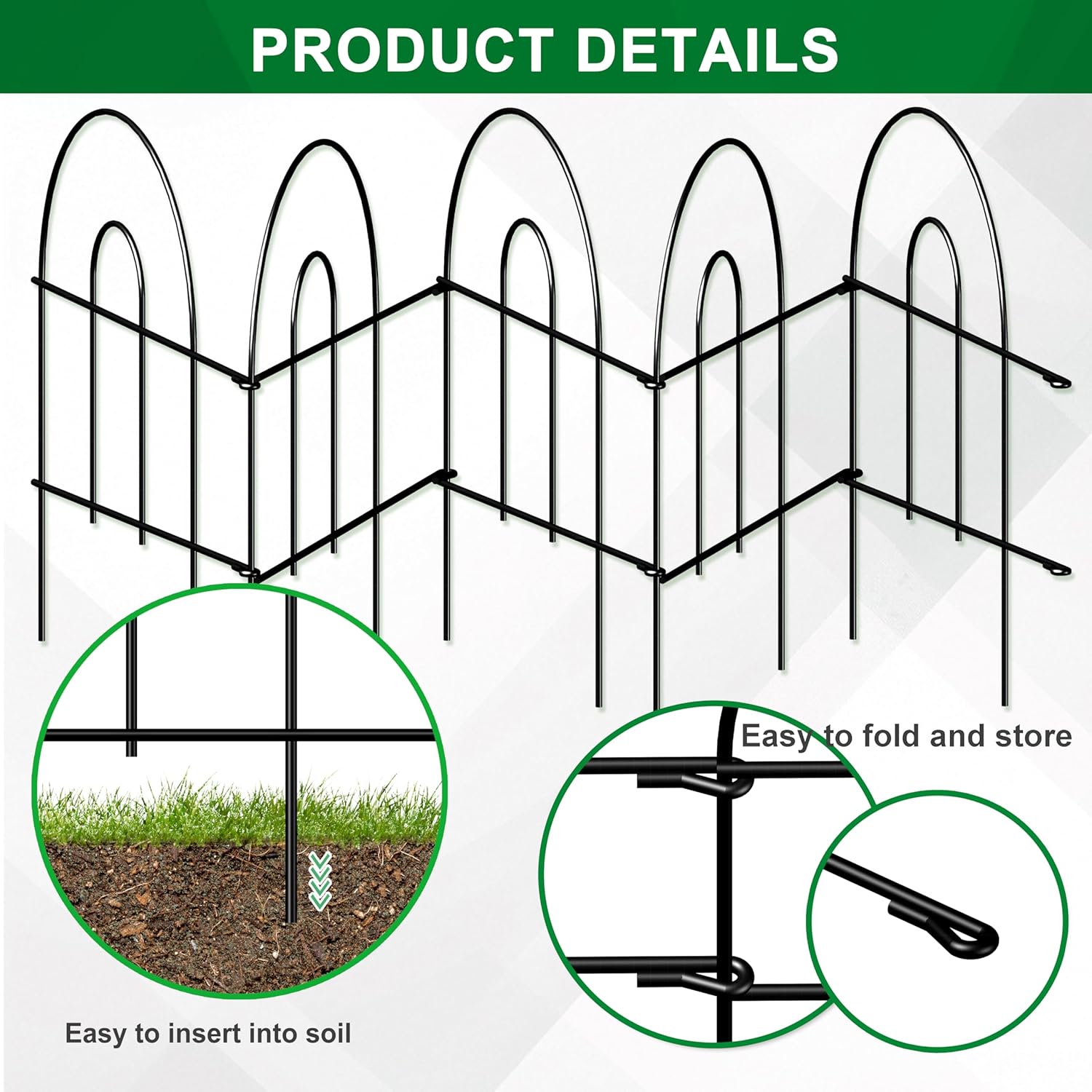 Decorative Black Garden Border Fence 18inX50ft Metal Wire Edging Flower Bed Folding Fences Panel Outdoor Garden Fencing Patio Edge Landscape for Yard