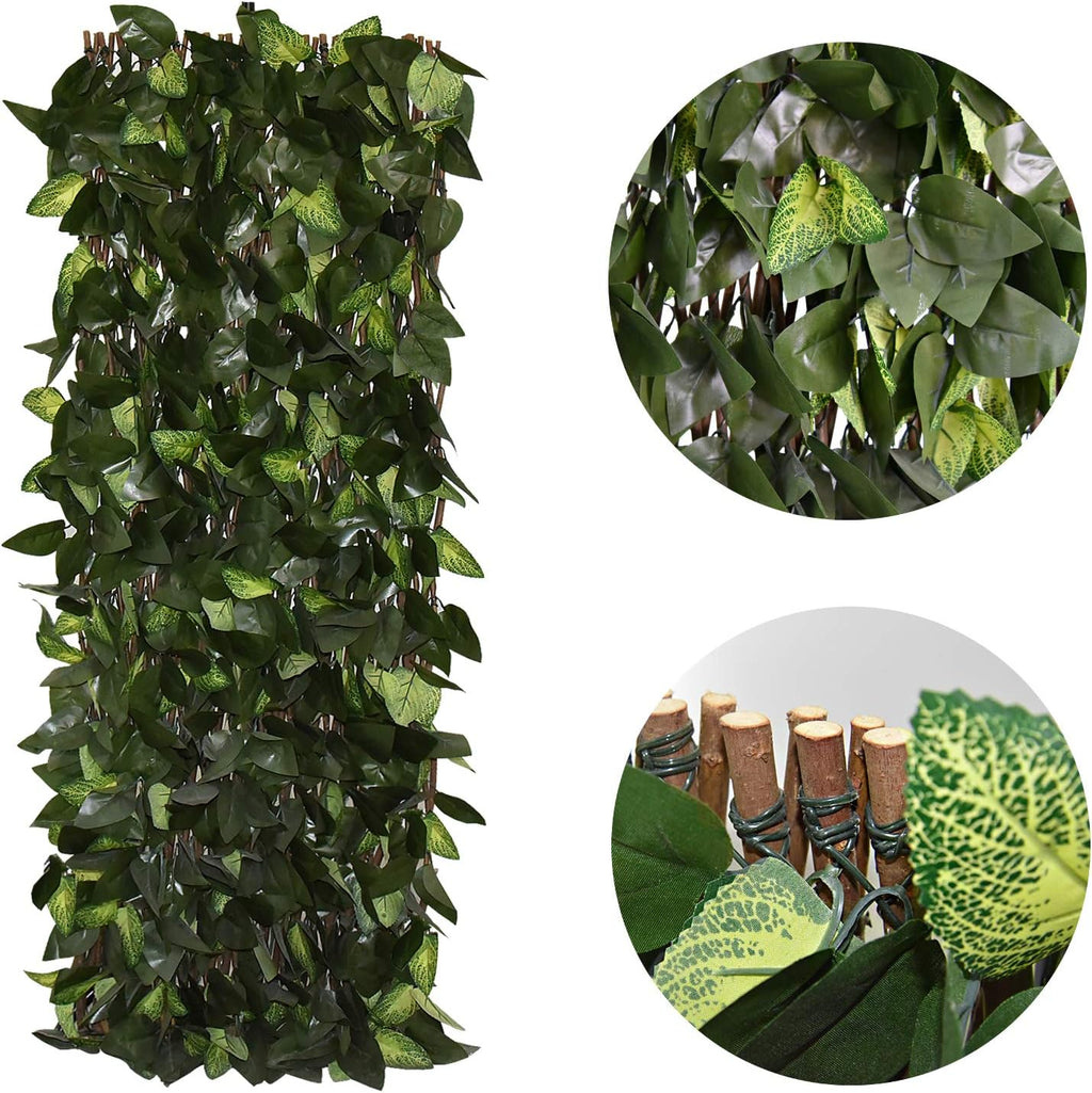 Expandable Fence Privacy Screen for Balcony Patio Outdoor,Decorative Faux Ivy Fencing Panel,Artificial Hedges (Single Sided Leaves)…