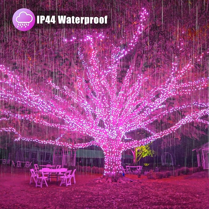 100 LED Pink String Lights, 33ft Pink Christmas Lights Outdoor 8 Modes Clear Wire, Plug in Waterproof Twinkle Fairy Lights for Bedroom Indoor Wedding Christmas Decorations