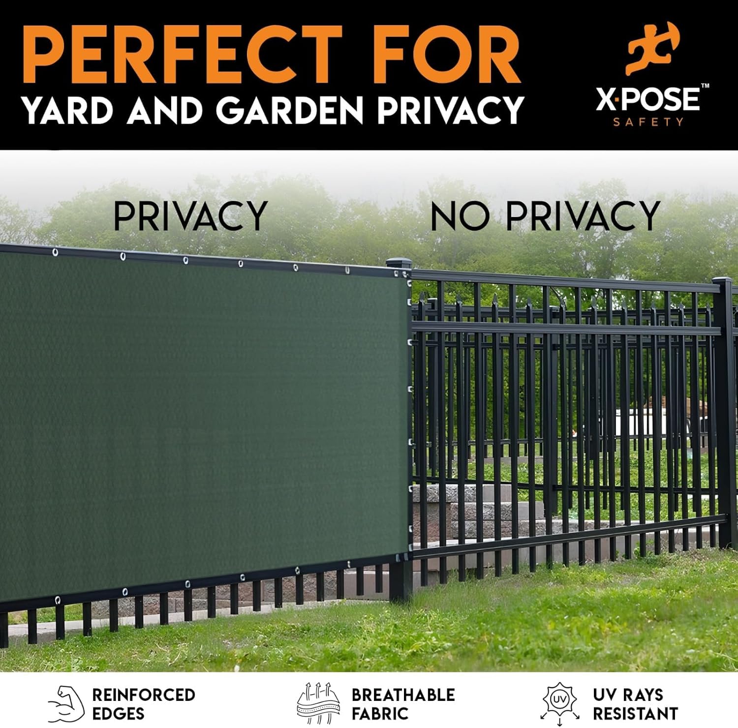 Xpose Safety Privacy Fence Screen 5’ x 50’ – Heavy Duty Green Mesh with 90% Visibility Block, UV Protection – for Garden, Yard, Nursery, Kennel, Dog Run, Greenhouse