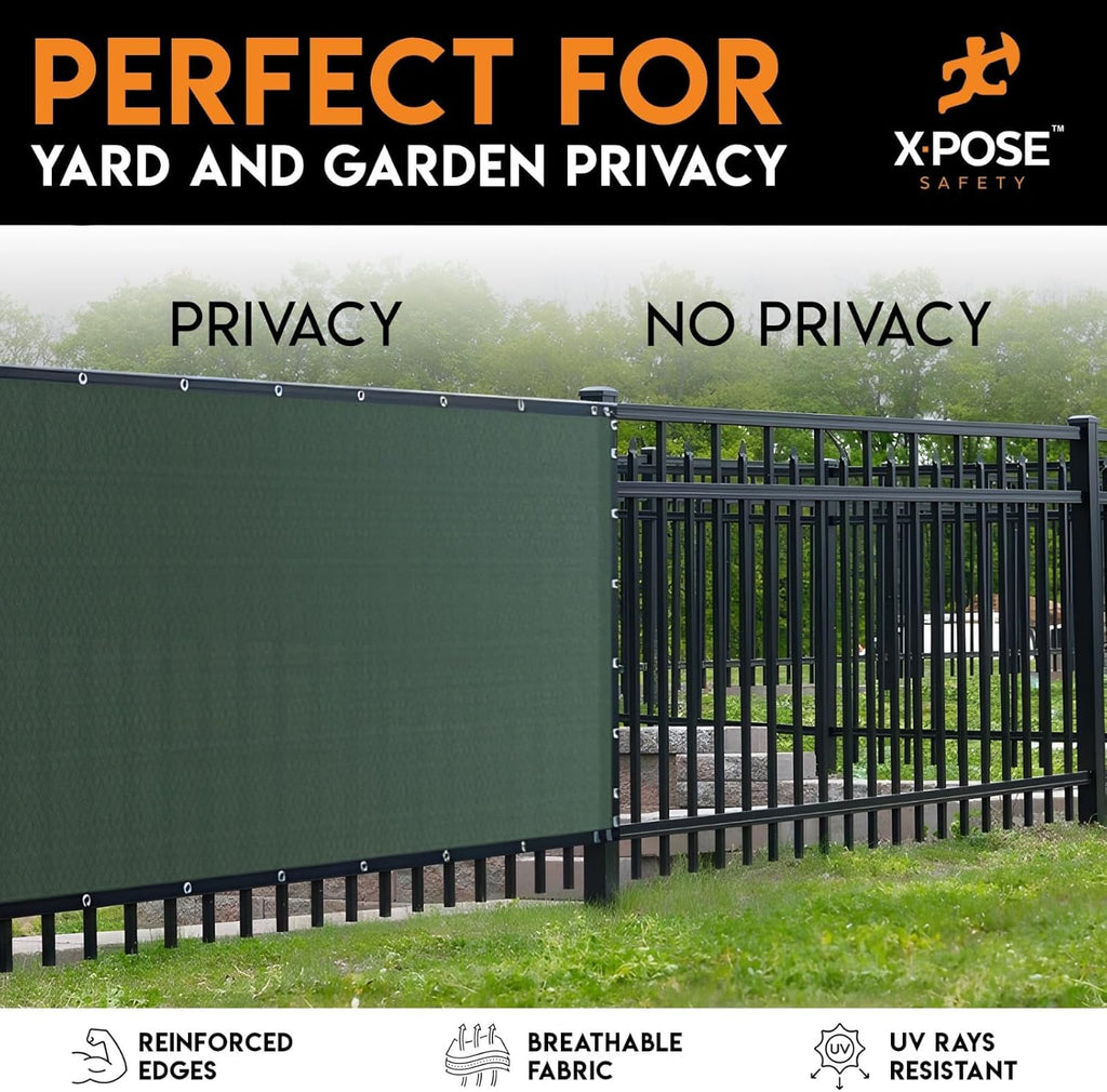 Xpose Safety Privacy Fence Screen 4’ x 50’ – Heavy Duty Green Mesh with 90% Visibility Block, UV Protection – for Garden, Yard, Nursery, Kennel, Dog Run, Greenhouse