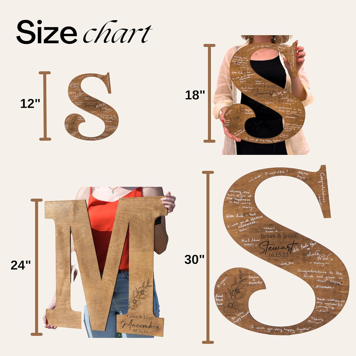 Wedding Guestbook Sign for Couple - Personalized Round Wooden Sign with Initial Letter, Rustic Wedding Guest Book Alternative, Custom Name Sign, Engagement Party Decor, Reception Table Decoration