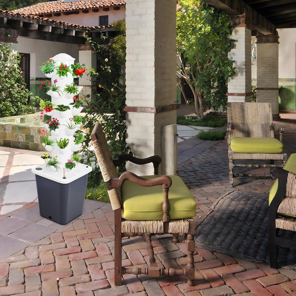 1 Set Hydroponic Growing Tower with 10L Tank, 6 Layers 30 Plants Indoor Hydroponics Growing System, Soilless Cultivation Herbs Fruits Vegetables Vertical Planter Tower Garden Kit