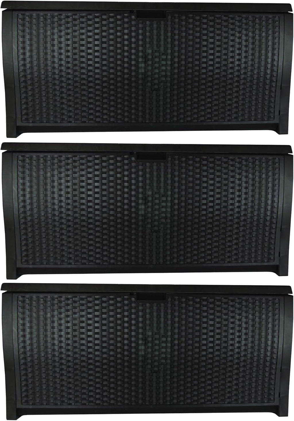 Suncast 99 Gallon Deck Garden Garage Home Wicker Resin Pool Box, Mocha (3 Pack)