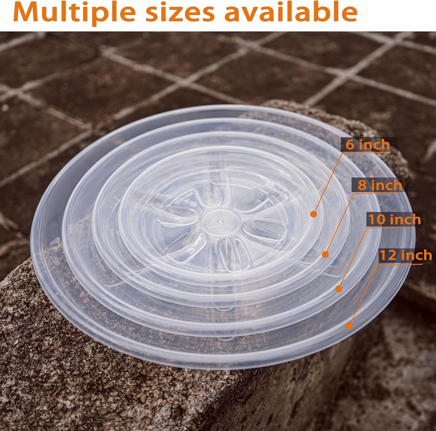 6 Pack of Plant Saucer, 6 8 10 12 inch Clear Plant Trays for Pots, Plant Water Catcher Tray, Plant Plate for Indoors Outdoors (6 inch, Clear)