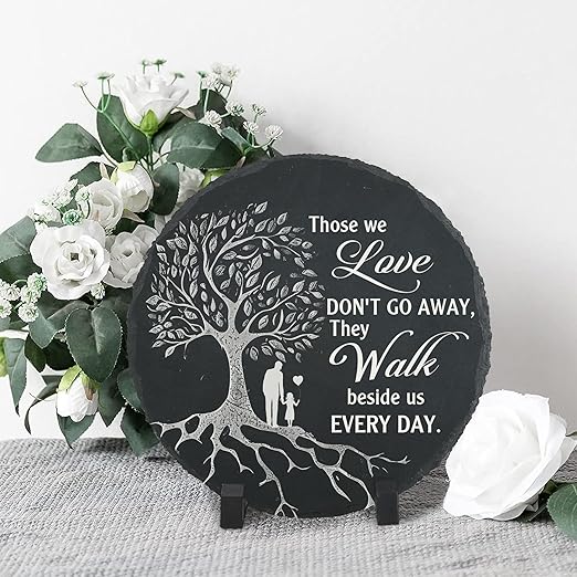 Memorial Stone Man and Child, Dad Memorial Gifts for Daughter, Memorial Gifts for Loss of Father, in Memory of Dad Garden Slate Stone, Sympathy Gift for Loss of Dad Memorial Plaque TNA3