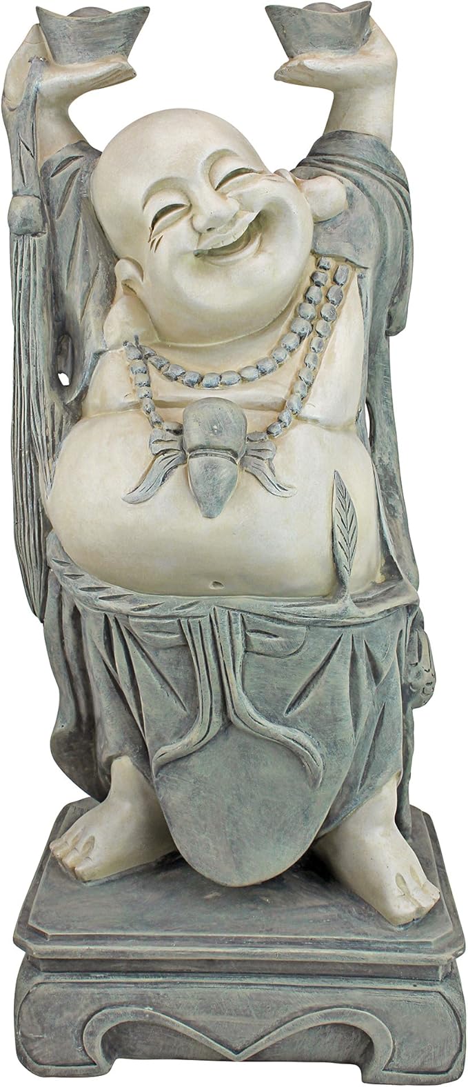 Design Toscano Jolly Hotei Laughing Man Asian Decor Indoor/Outdoor Garden Statue, 26 inches tall, Cast Stone Resin, Two Tone Stone Finish