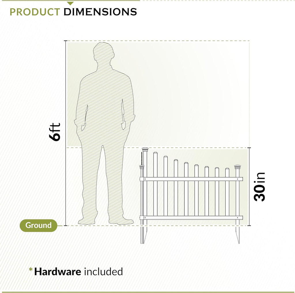 30in H x 40in W (2 Panels) No Dig Zippity Ashley Corner Vinyl Picket Fence, Garden Fence Border, Decorative Fence For Garden, White Vinyl Panels for Backyard, Patio & Yard, ZP19007