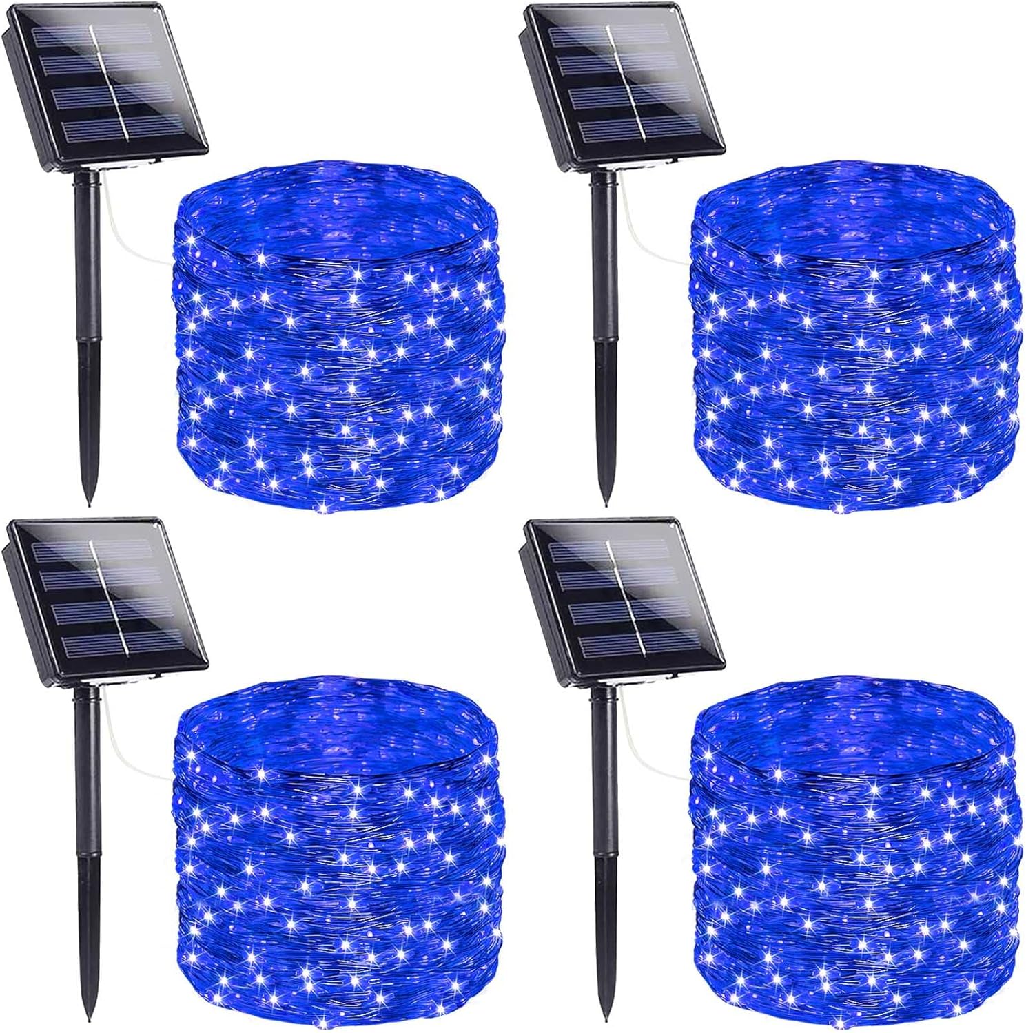 Extra-Long Solar String Lights Outdoor, 4-Pack 400 LED Solar Fairy Lights for Outside Waterproof, Copper Wire 8 Modes Solar Twinkle Fairy Light for Xmas Tree Garden Party Wedding Decor(Blue)