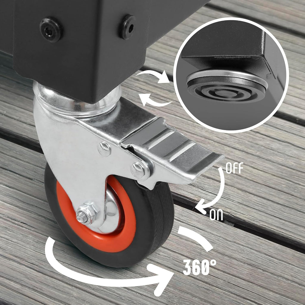 36''x 24'' Large Movable Pizza Oven Table for Outdoor, 304 Stainless Steel Grill Cart with Wheels, 3-Shelf Outdoor Kitchen Prep Table Pizza Oven Stand on Wheels for Pizza Oven& Griddle