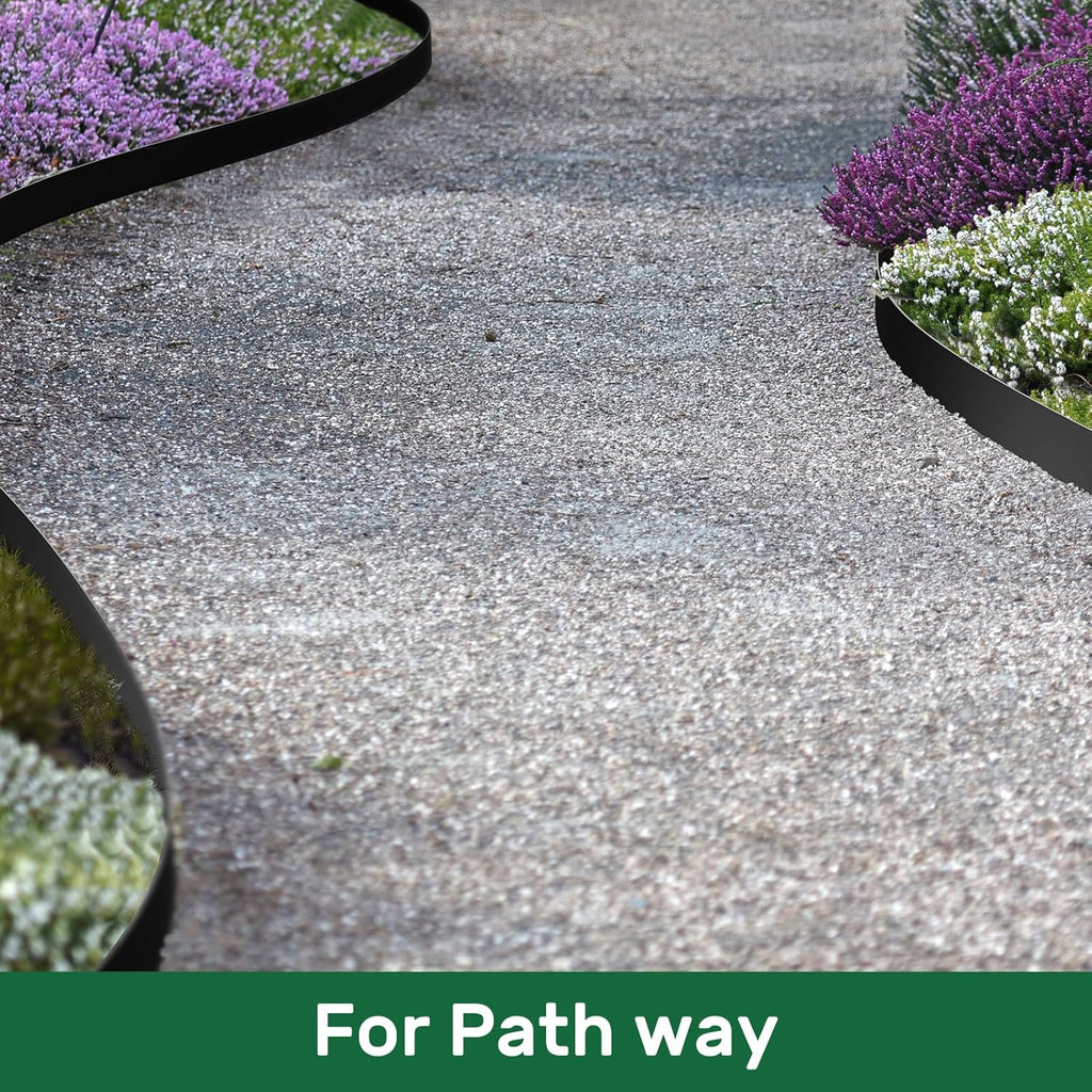 AGTEK 98FT Plastic Landscape Edging Kit 3inch Height No-Dig Garden Edging Border Lawn Edging Roll for Flower Bed Lawn Yard, Black, with 60 Anchoring Spikes