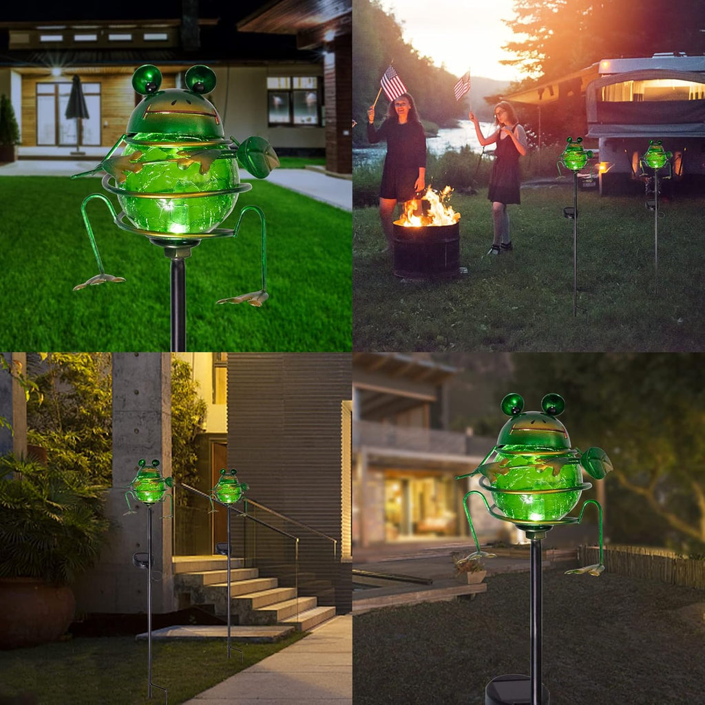 Bshine Solar Frog Garden Decorative Light, Outdoor Waterproof Solar Stake, Yard Decoration for Paths, Landscape, Pathways, Lawn Ornaments, Gift for Mom, Gardening Gift for Frog Lovers