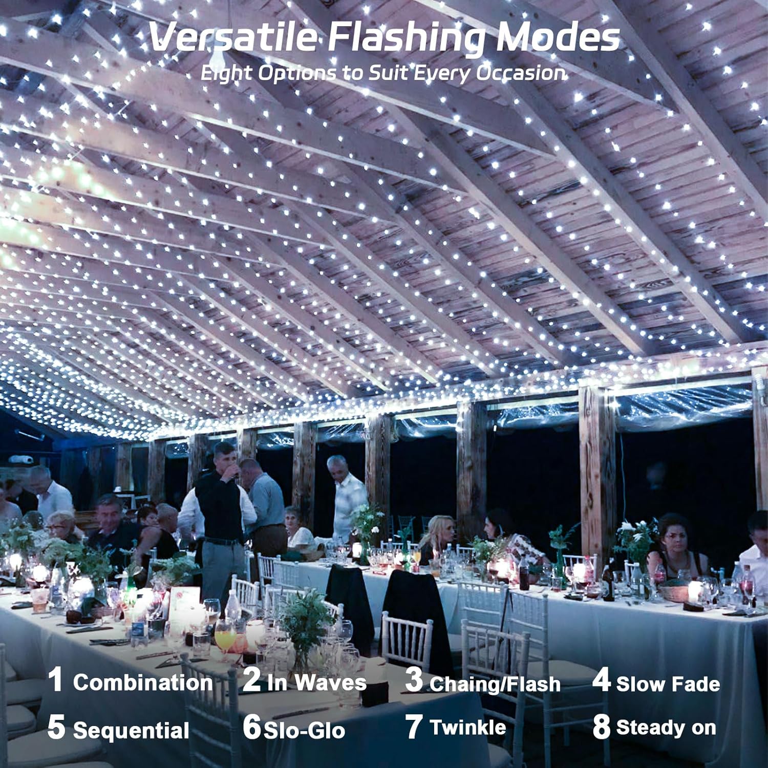 Solar Fairy Lights Outdoor Waterproof,16.4ft 50LED Solar String Lights for Outside 8 Modes 2 Packs for Patio Backyard Garden Wedding Deorations Cool White