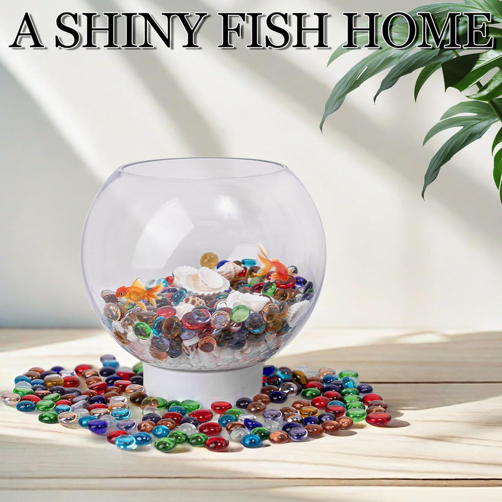 100PCS Mini Glass Gems,Mixed Colour Mancala Stones Flat Bottom Marble Beads for Home Decorative Art Craft Vase Filler(0.5"~0.7")