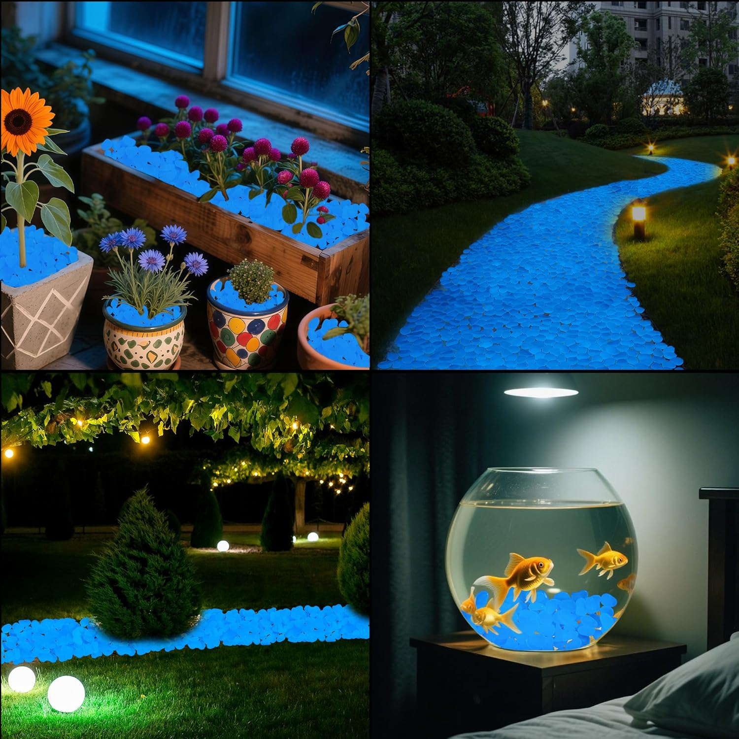 0.7LB 25-27mm Bule Glow in The Dark Stones Luminous Pebble Stones Glow Fish Tank Rocks Luminous Pebbles for Outdoor Decor Yard Walkway Pathway Aquarium
