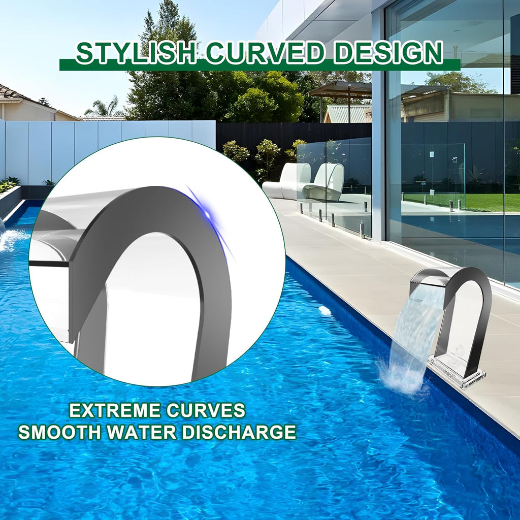 S-Shape Waterfall Spillway Ground Pool Fountain, LONGRUNNEW Transparent Acrylic Outdoor Water Feature 14.09" x 9.57" x 10.04" for Garden Decor, Landscape Accents & Patio Pond Water Feature-Small