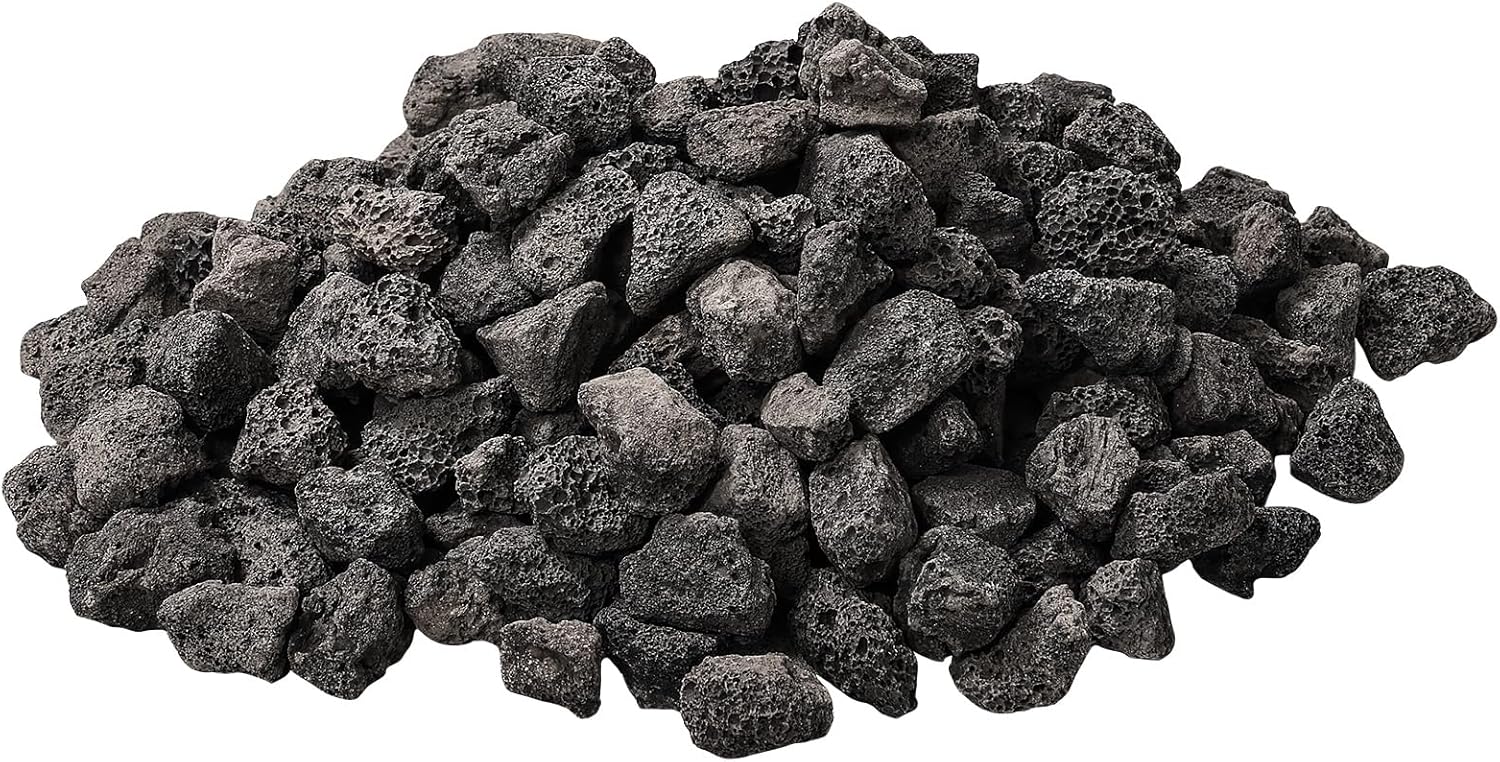 5 lb 0.8-1.2 Inch Small Black Lava Rocks for Fire Pits, Indoor Fireplaces, Outdoor Gas Fire Tables, Garden Landscaping Decoration