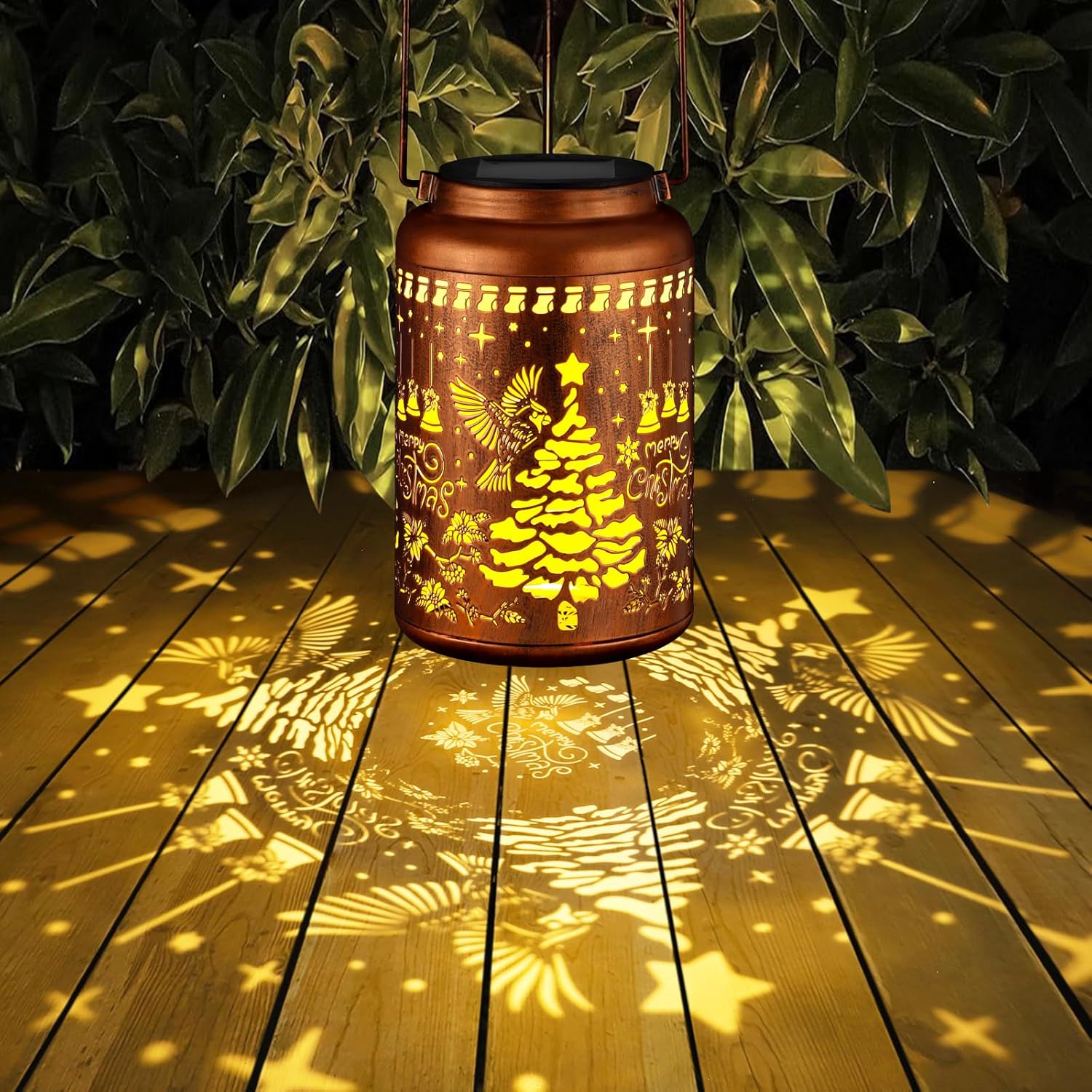 Solar Lanterns Outdoor Waterproof Garden Decor Birthday Gifts for Women Mom Grandma Hanging Lights Metal Decoration Outside for Yard, Patio,Backyard,Porch(Christmas Red Bird)