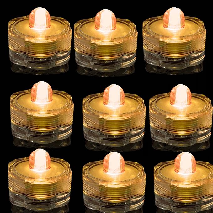 Super Bright LED Floral Tea Light Submersible Lights for Party Wedding (Amber, 60 Pack)