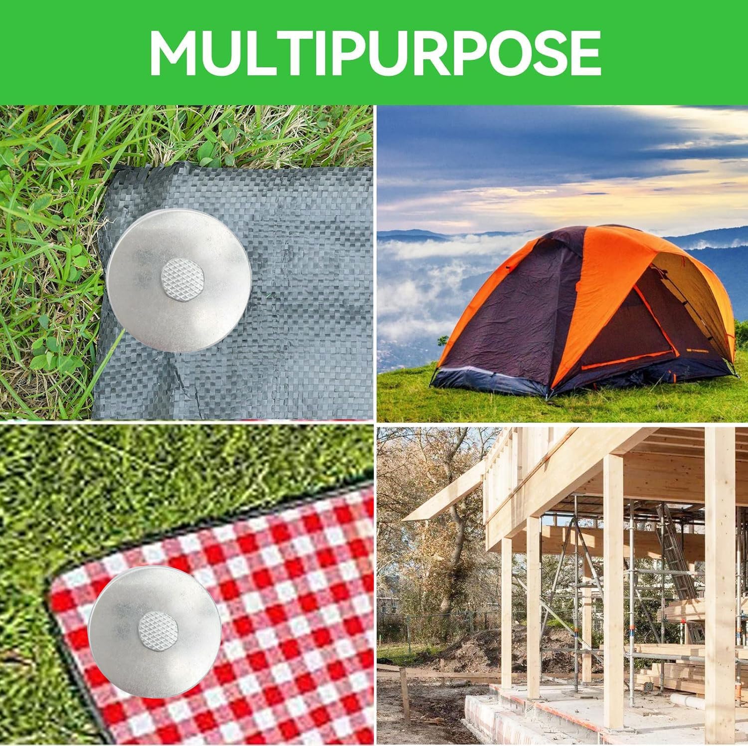 10 Inch Landscape Stakes, Galvanized Metal Garden Stakes, Landscape Edging Anchoring Spikes Stakes, Camping Stakes Tent Pegs for Artificial Turf, Paver Edging, Weed Barrier (40 Pack)