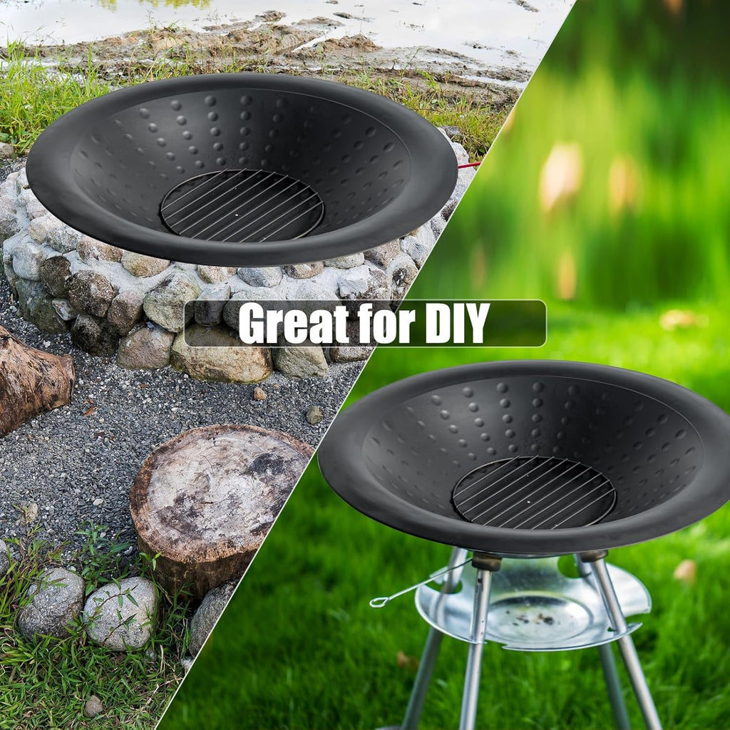 35 inch Steel Fire Bowl for DIY or Replacement Existing Fire Pits, Wood Burning Fire Pit Bowl with Spark Screen &Fire Poker, Fireplace for Backyard, Porch, Deck, Camping, BBQ (Circle Dot)