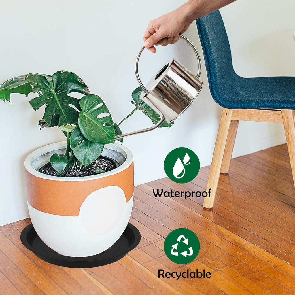 8 Pack 14 Inch Round Plant Saucers for Less 11.8 Inch Pot Indoors Outdoors Plant Trays for Pots Planter Saucer Plastic Plant Drip Tray Planter Water Tray for Potted Plants (Black, 14"(8pcs))