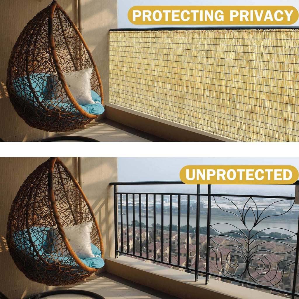 Bamboo Reed Fencing, Natural Bamboo Fence Rolls 3 Feet High, Decorative Reed Curtains Privacy Screen Outdoor for Patio Balcony Garden Backyard, 3 x 16 FT