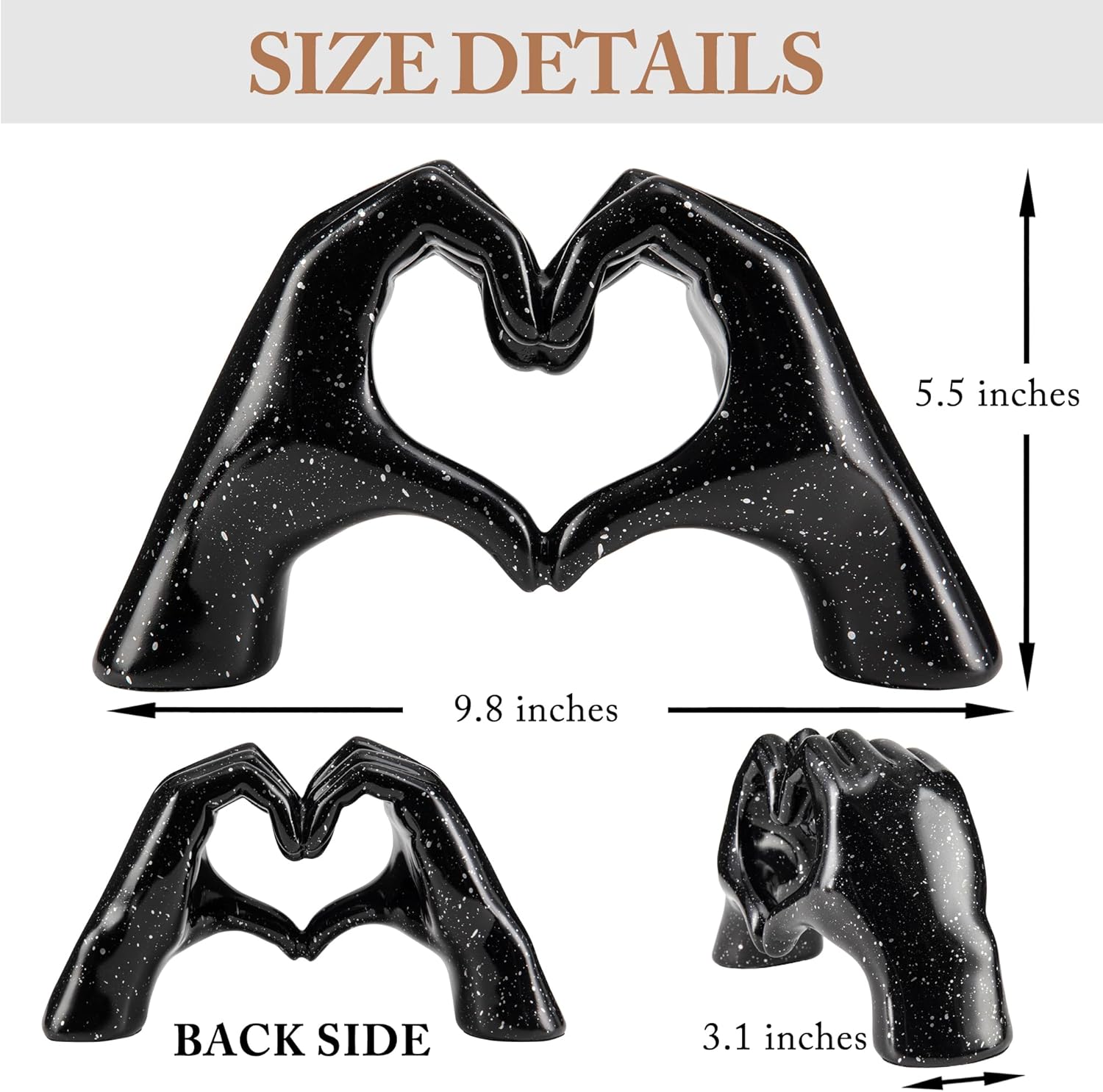 Valentines Day Gifts for Him, Heart Hands Sculpture, Heart Hands, Valentines Day Decorations, Black Room Decor for Living Room Bedroom Bookshelf, Black