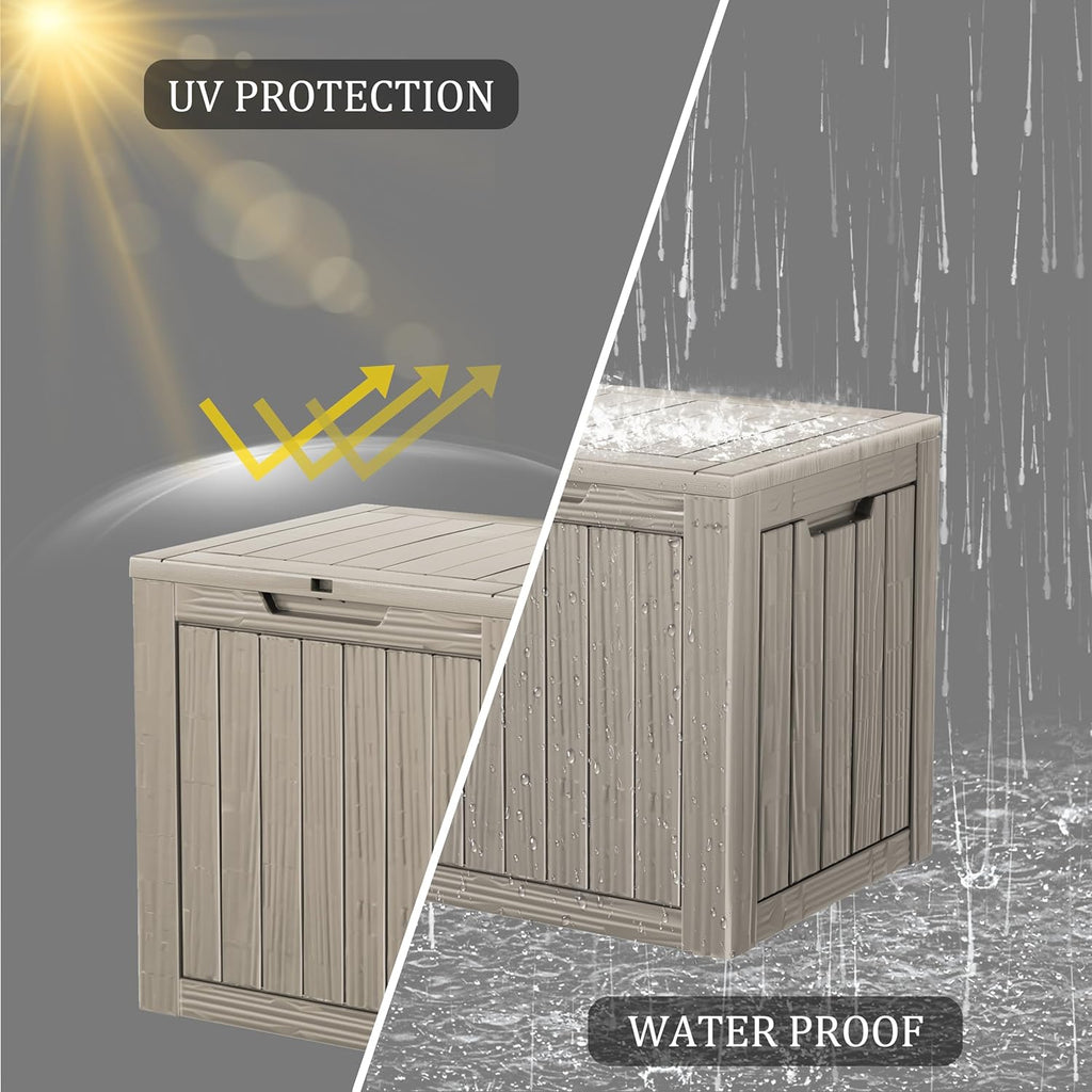30 Gallon Waterproof Deck Boxes for Outdoor - Compact Resin Patio Storage Boxes, Pool Storage Bin with Lock for Cushions & Tools, UV-Resistant, Slate Grey