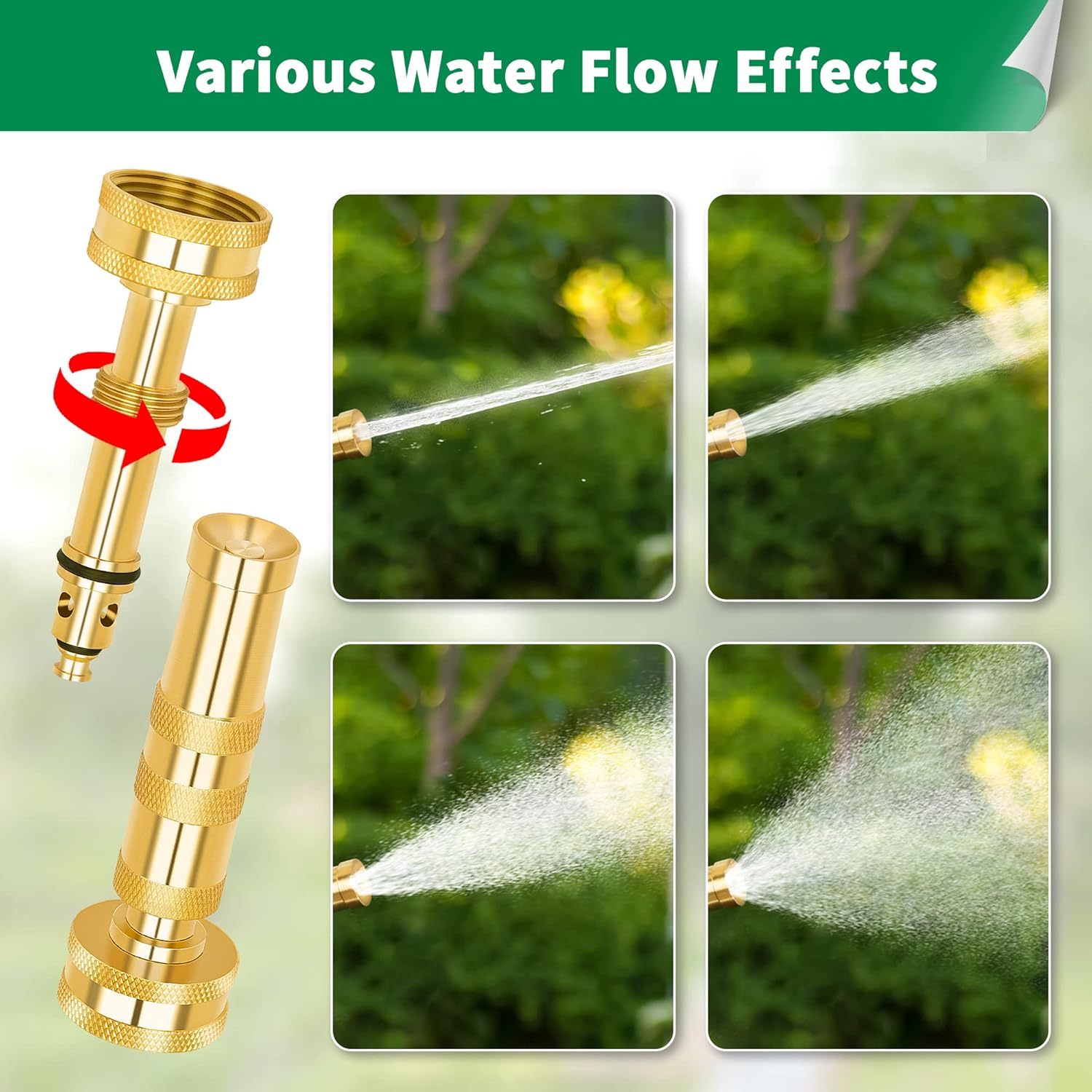 AUTOMAN Brass Hose Nozzle – High Pressure Jet Nozzles 4 Pack, Heavy Duty Sprayer for Garden Hoses, Adjustable Spray Gun,Solid Twist Water Hose Nozzle for Patio, Lawn, Car Wash, Extra 12 Rubber Washers