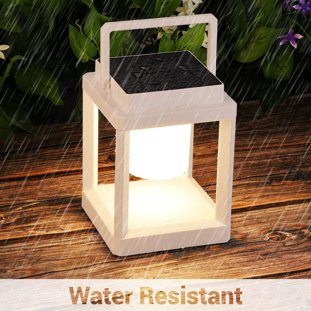 LETRY Outdoor Table Lamp, 3-Level Brightness LED Nightstand Lantern, Portable Rechargeable Solar Lamp IP44 Waterproof, Touch Control Outdoor Cordless Lantern for Patio/Walking/Reading/Camping