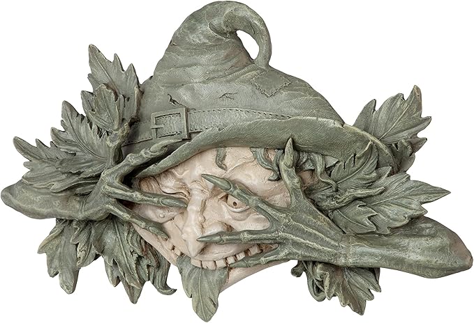 Design Toscano Poison Ivy Forest Witch Greenman Wall Hanging Sculpture, 15.5" Wx2 Dx9.5 H, two tone stone