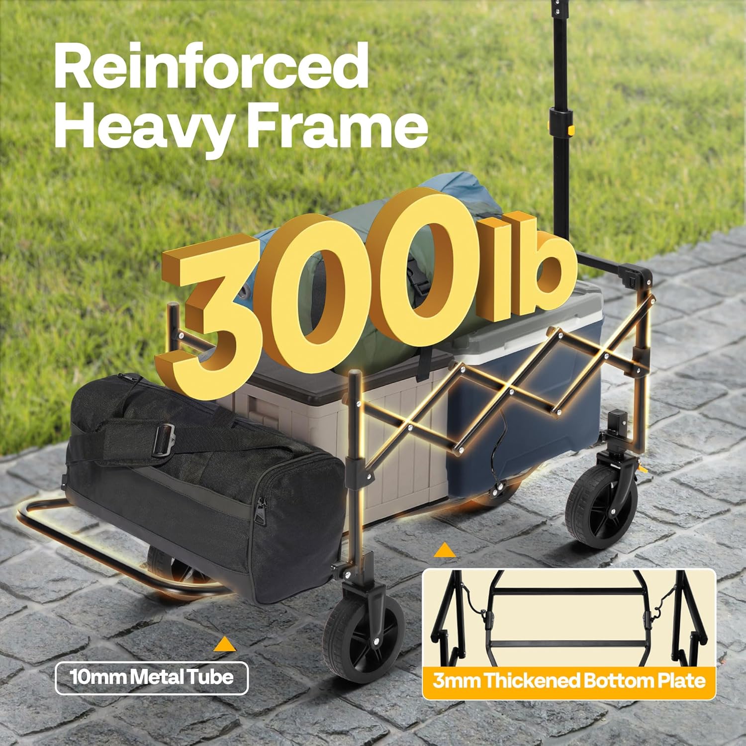 VIVOHOME 130L Collapsible Wagon with Tailgate, 320lb Load-Bearing Outdoor Utility with All-Terrain Wheels, Adjustable Handle, Cup Holders for Camping, Shopping, Garden, Sports, Picnic, Black