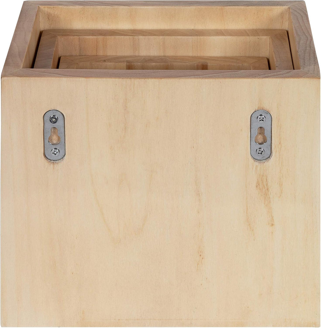 Kate and Laurel Domio Wall Hanging Planter Shelves, Set of 3, Natural Wood, Geometric Nesting Planter Collection