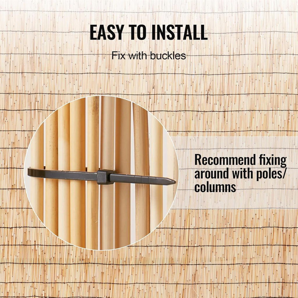 VEVOR Natural Reed Fencing, 4 ft x 16.4 ft, 2 Pack Reed Screen Curtain Balcony Reed Fence Roll for Outdoor Backyard Patio, Decorative Fence for Backyard Garden Fencing Divider, Privacy Screen Panel