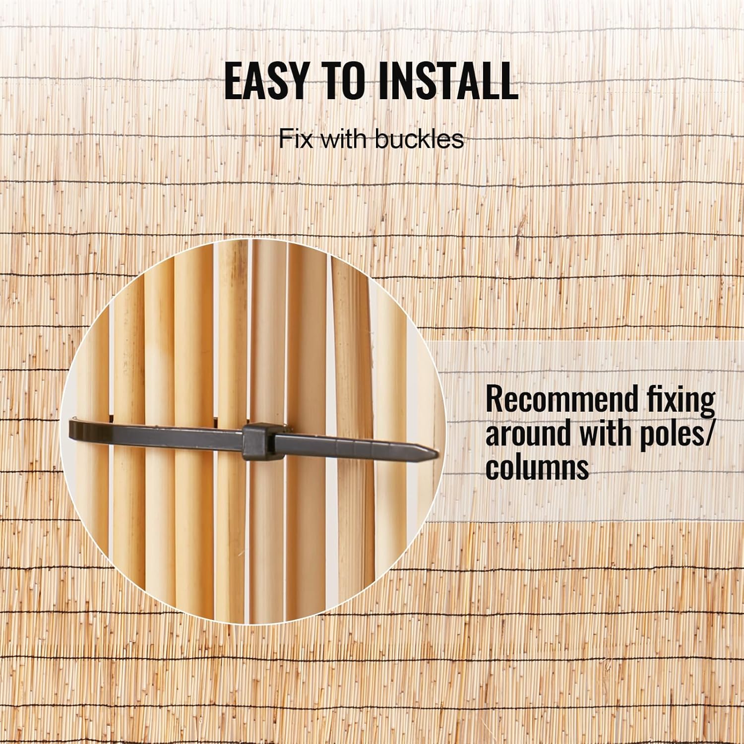 VEVOR Natural Reed Fencing, 5.5 ft x 16.4 ft, Reed Screen Curtain Balcony Fence Roll for Outdoor Backyard Patio, Decorative Fence for Backyard Garden Fencing Divider, Privacy Screen Panel Curtain