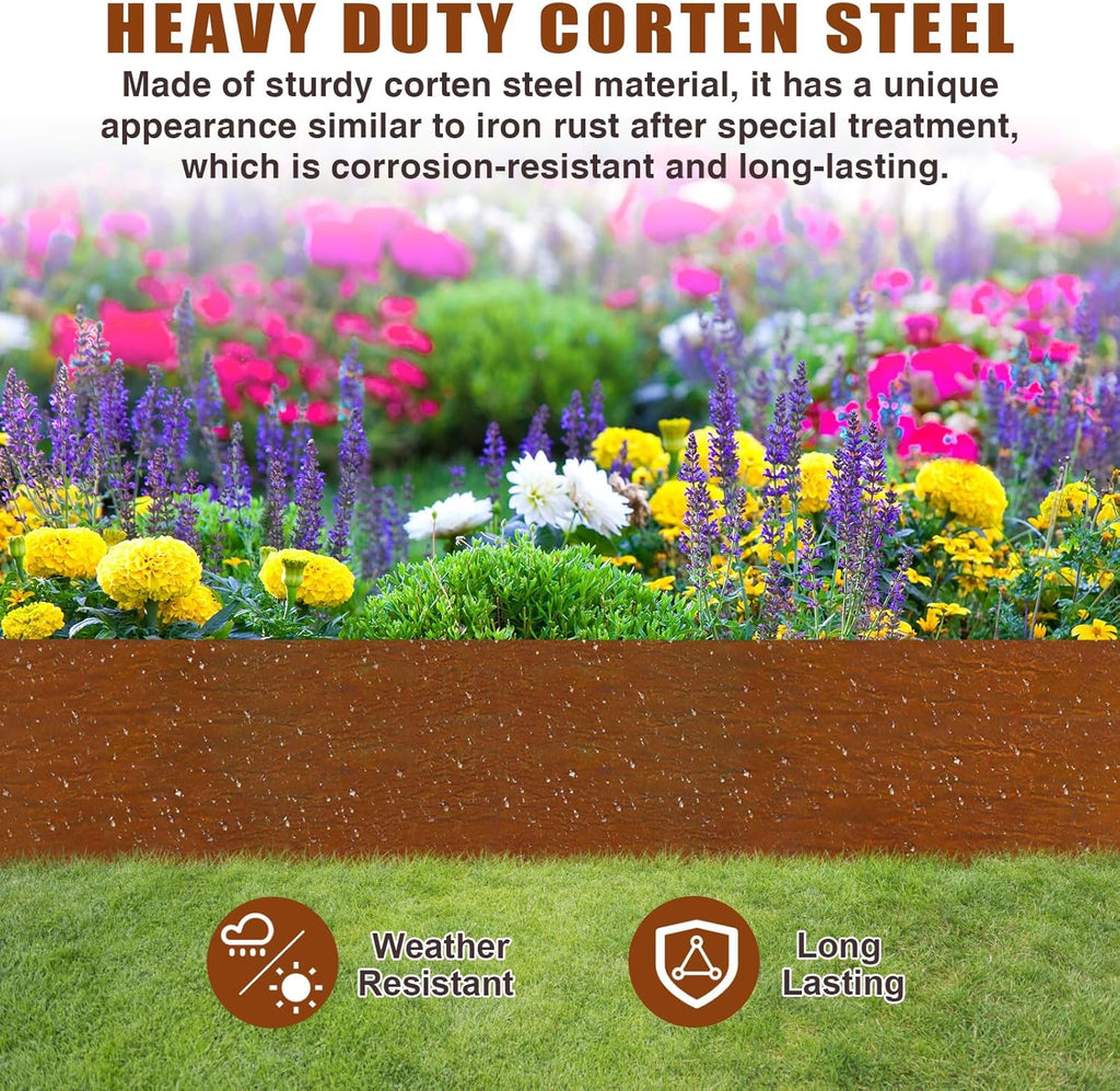 40" L X 6" H Corten Steel Landscape Edging,6 Pack Landscape Edging with 7 Clips and Gloves,Garden Edging Border for Lawn, Flower Bed, Yard (Rust-Colored)