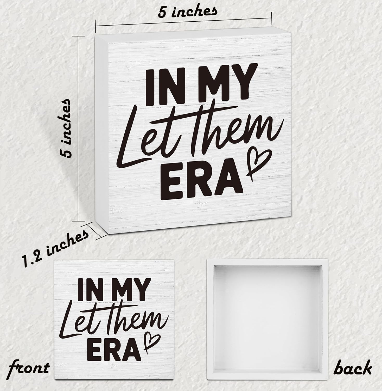 Let Them Wooden Sign, Desk Decorations For Women Office, 5x5 Inch Farmhouse Funny Office Decor Wood Box Sign, Desk Shelf Cubicle Accessories, Appreciation Gifts for Coworkers Boss, 08