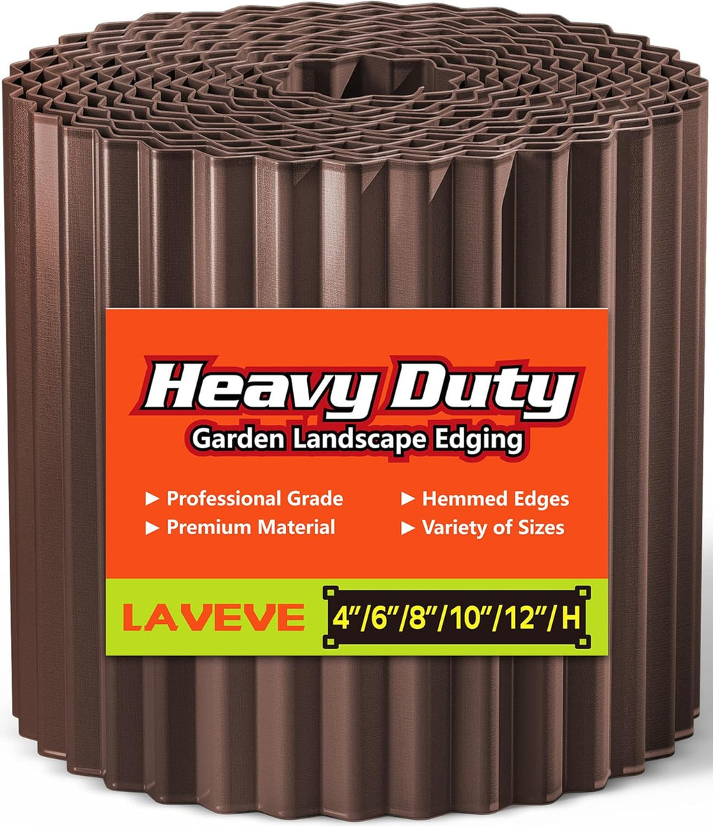 LAVEVE Corrugated Metal Garden Edging 8" x 20Ft, Landscape Edging Border for Lawn, Flower Bed, Garden Fence, Paver Edging (Brown)