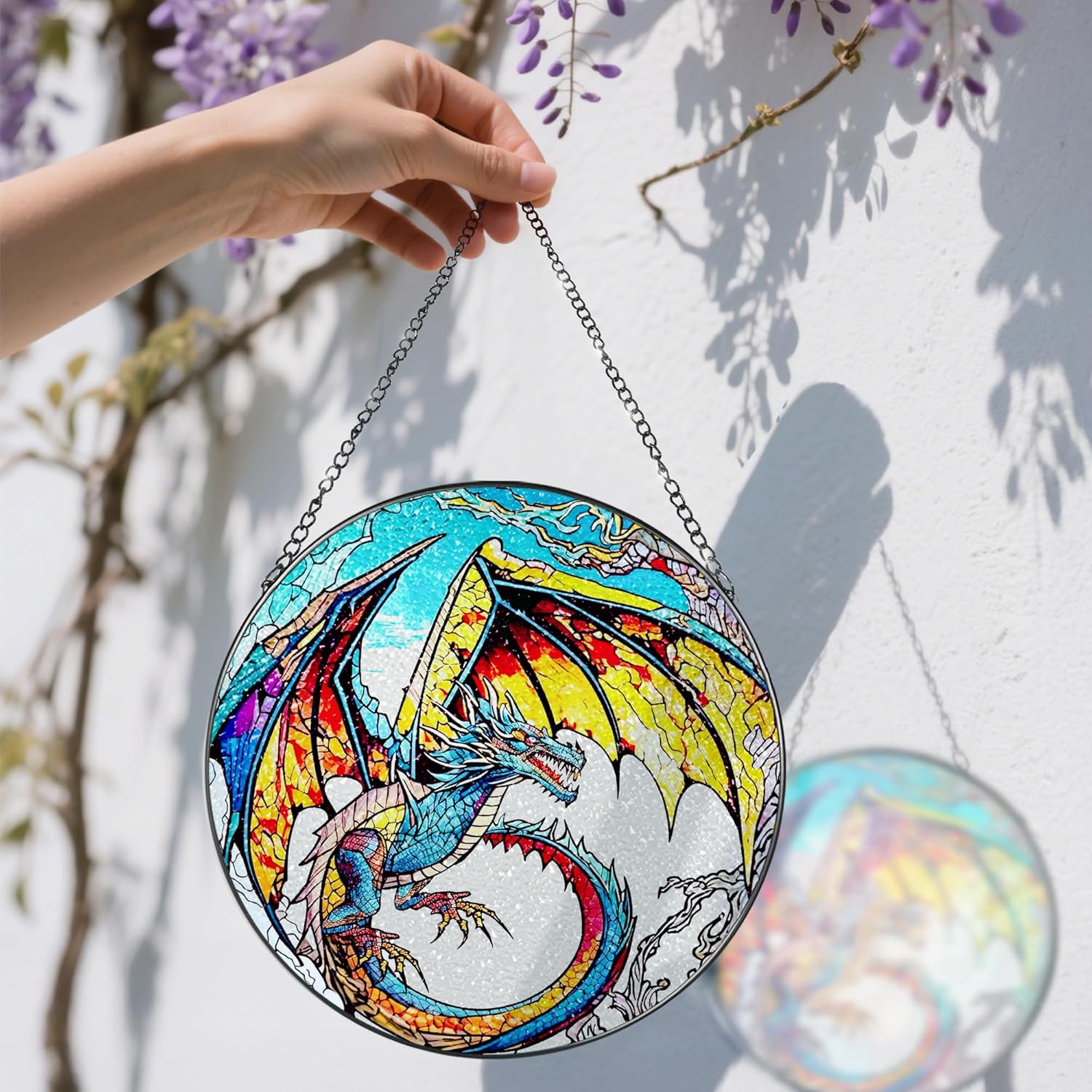 Stained Glass Window Hanging, Stained Glass Suncatcher, Dragon Sun Catcher, Window Decor, Dragon Lover Gift, Gifts for Fathers Day, Christmas or Birthday Gift, Gifts for Him Dad Grandfather Son