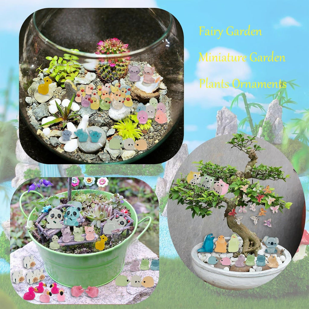 120 Pcs Luminous Mini Resin Animals Tiny Resin Figurines Glow in The Dark Tiny Ducks for Fairy Garden, Miniature Accessories, Crafts, and Decor