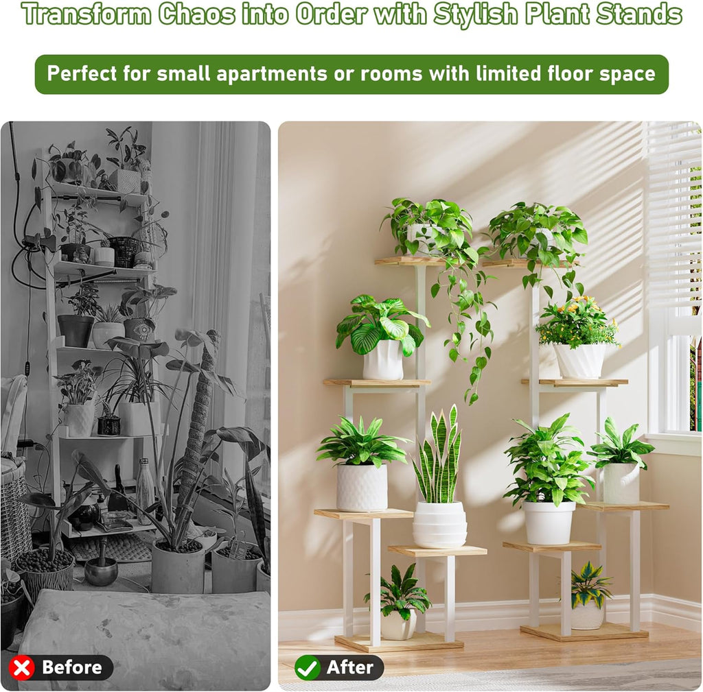 Plant Stand Indoor with Grow Light - 2 Pack Metal Plant Shelf for Indoor Plants Multiple, 5 Tiered Corner Plant Stand Shelves, Plant Rack Display Flower Holder for Living Room Patio Balcony Décor (White)