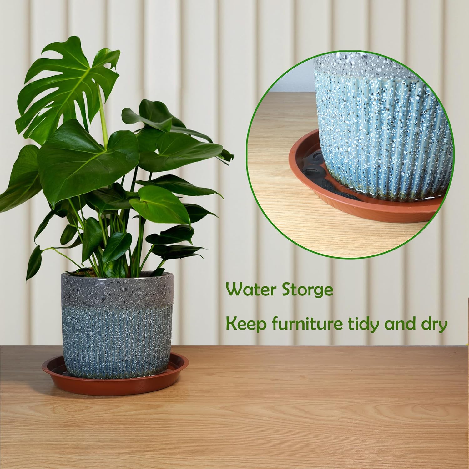 8 Pack 20 Inch Round Plant Saucers for Less 14Inch Pot Indoors Outdoors Plant Trays for Pots Planter Saucer Plastic Drip Tray Flower Water Tray for Pot(Clear, 20"(8pcs))