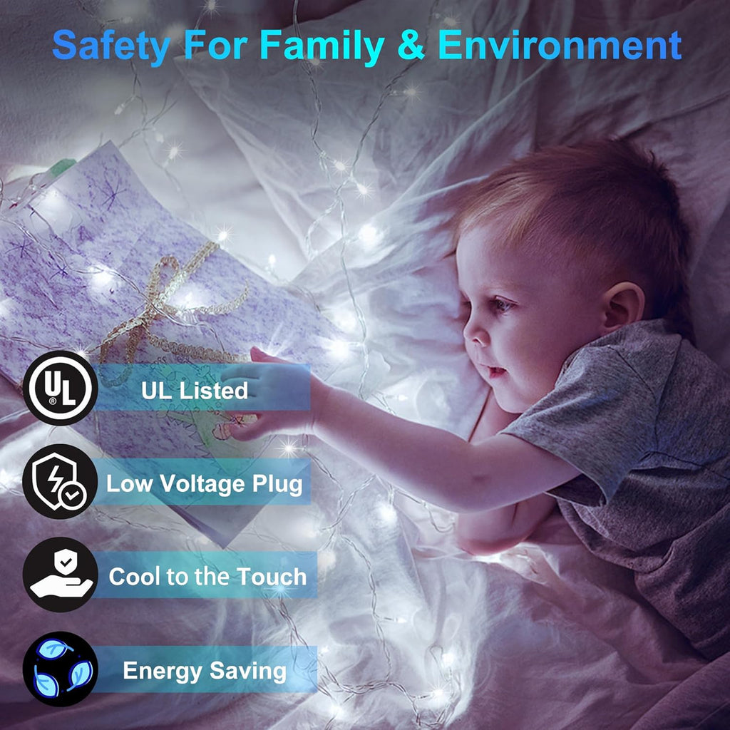 1500LED Christmas Lights Outdoor Use, 470ft 12 Modes Cool White LED String Lights with Timer Dimmable, Waterproof Christmas Tree Lights for Xmas Patio Yard Fence Balcony Garden Decor Cool White