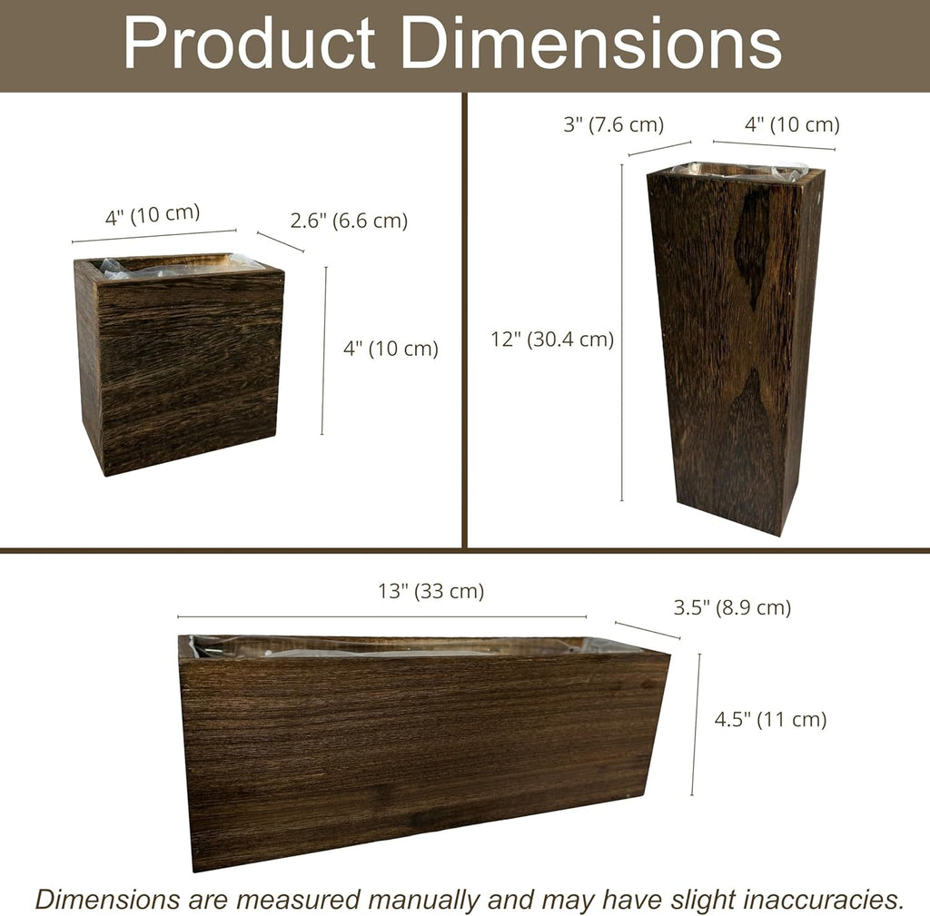 LaLaGreen Wood Planter Box for Plants (8 Pack) Wooden Wall Hanging Planters for Indoor Plant Holder Vase for Dried Flowers, Modern Country Rustic Wall Decor Living Room Bedroom Office Home Garden