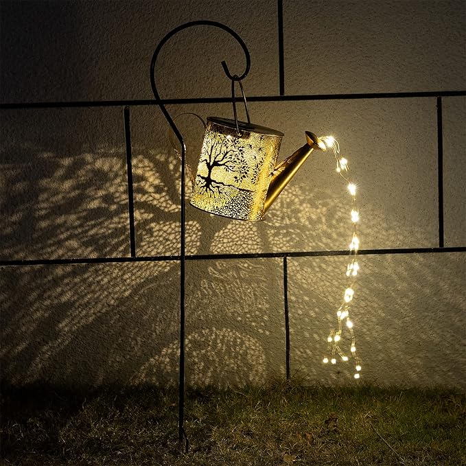 Solar Lights Outdoor Garden Decor, Large Waterproof Watering Can Landscape Lights Outside Decorations for Yard Front Porch Patio Backyard Gardening Gift for Mom Grandma Women Birthday