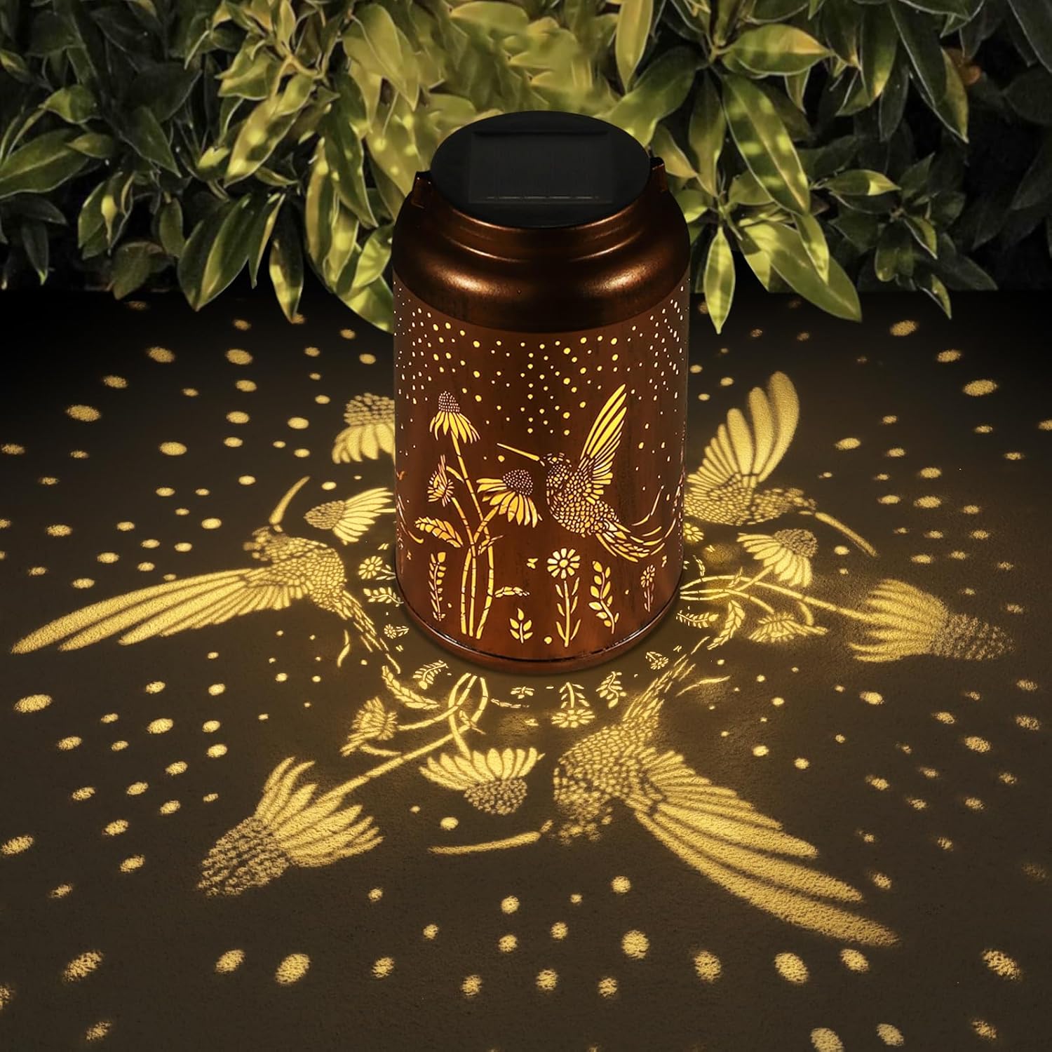 Solar Lanterns Outdoor Waterproof Hummingbird Garden Decor Christmas Gifts for Women Mom Grandma Hanging Lights Metal Decoration Outside for Yard, Patio,Backyard,Porch(Long-Tailed Hummingbird)