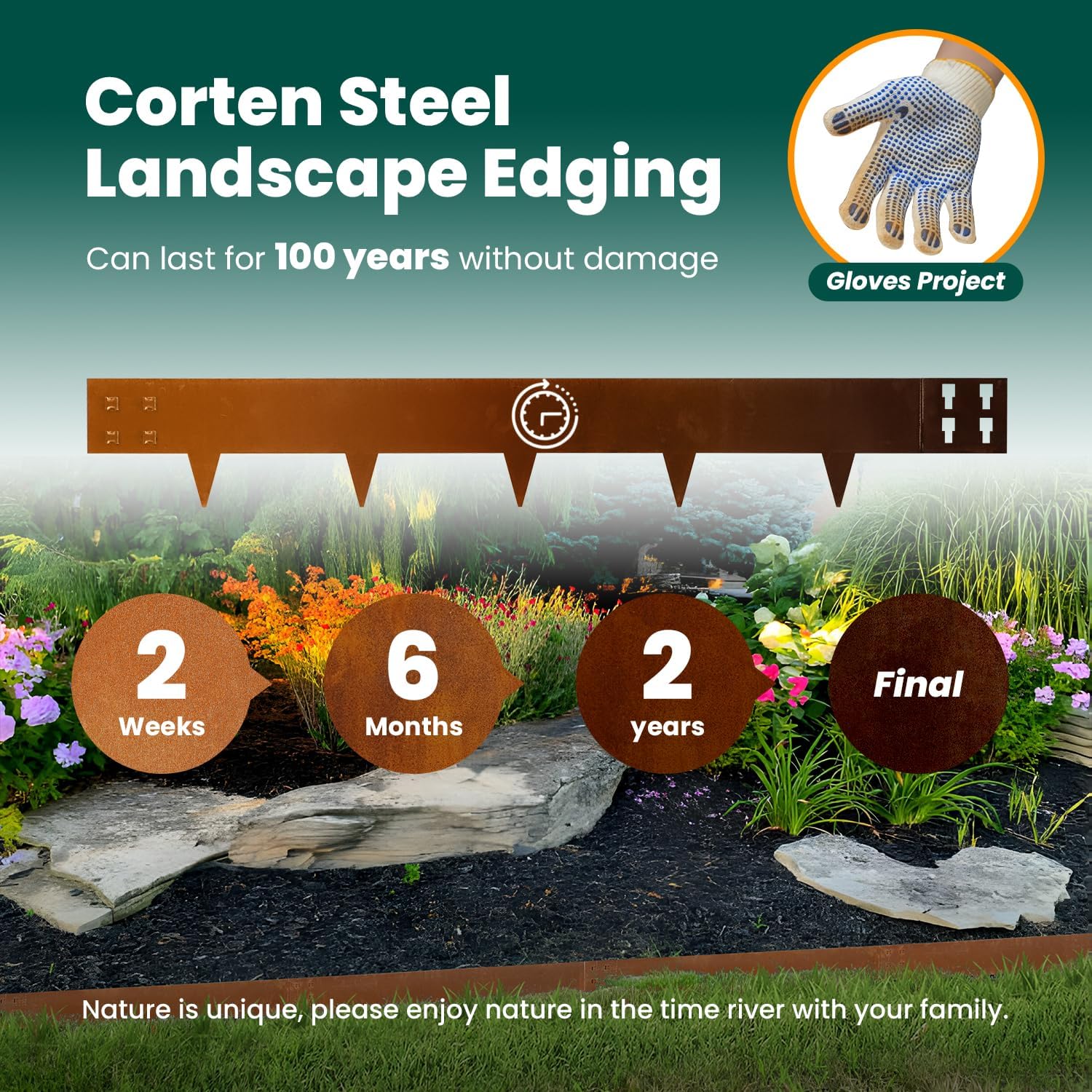 Corten Steel Landscape Edging 40" Lx 6" H Steel Landscaping Edging 6 pcs Metal Landscape Edging Garden Landscaping Border Edge for Yard Lawn by GZGNEEVL